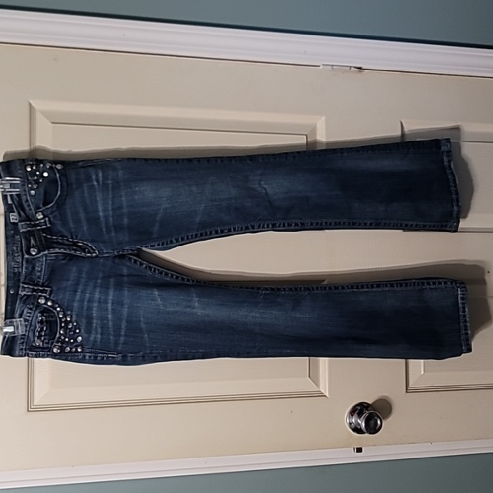 Miss Me JE141BR Boot Medium Wash Jeweled/Sequined Jeans Women's 25 Good Cond.